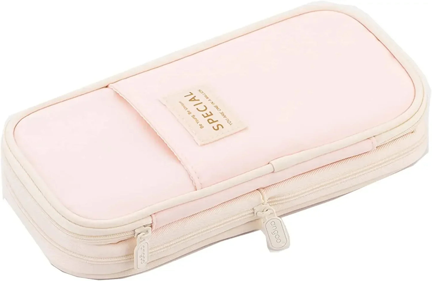 Cute Macaron Canvas Pencil Case - Large Capacity Double-Layer Kawaii School Stationery Pouch for Girls & Kids