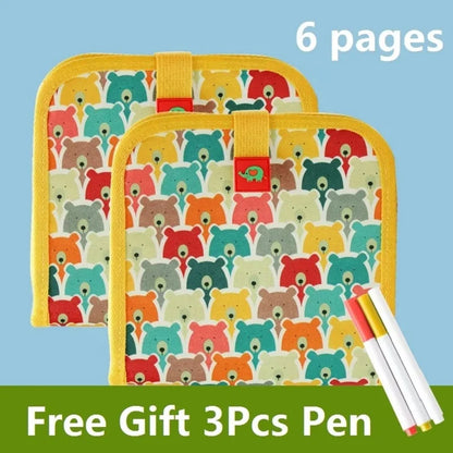 Children's Magic Blackboard – Educational Coloring & Drawing Game, 6 Sided Erase Board with 3 Chalk Pens & Water