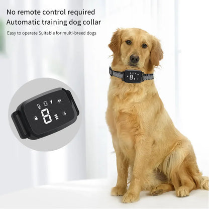Smart Automatic Anti-Bark Dog Collar HD Digital Display IP67 Waterproof Rechargeable Bark Control Training Device for Dogs Stop Barking System