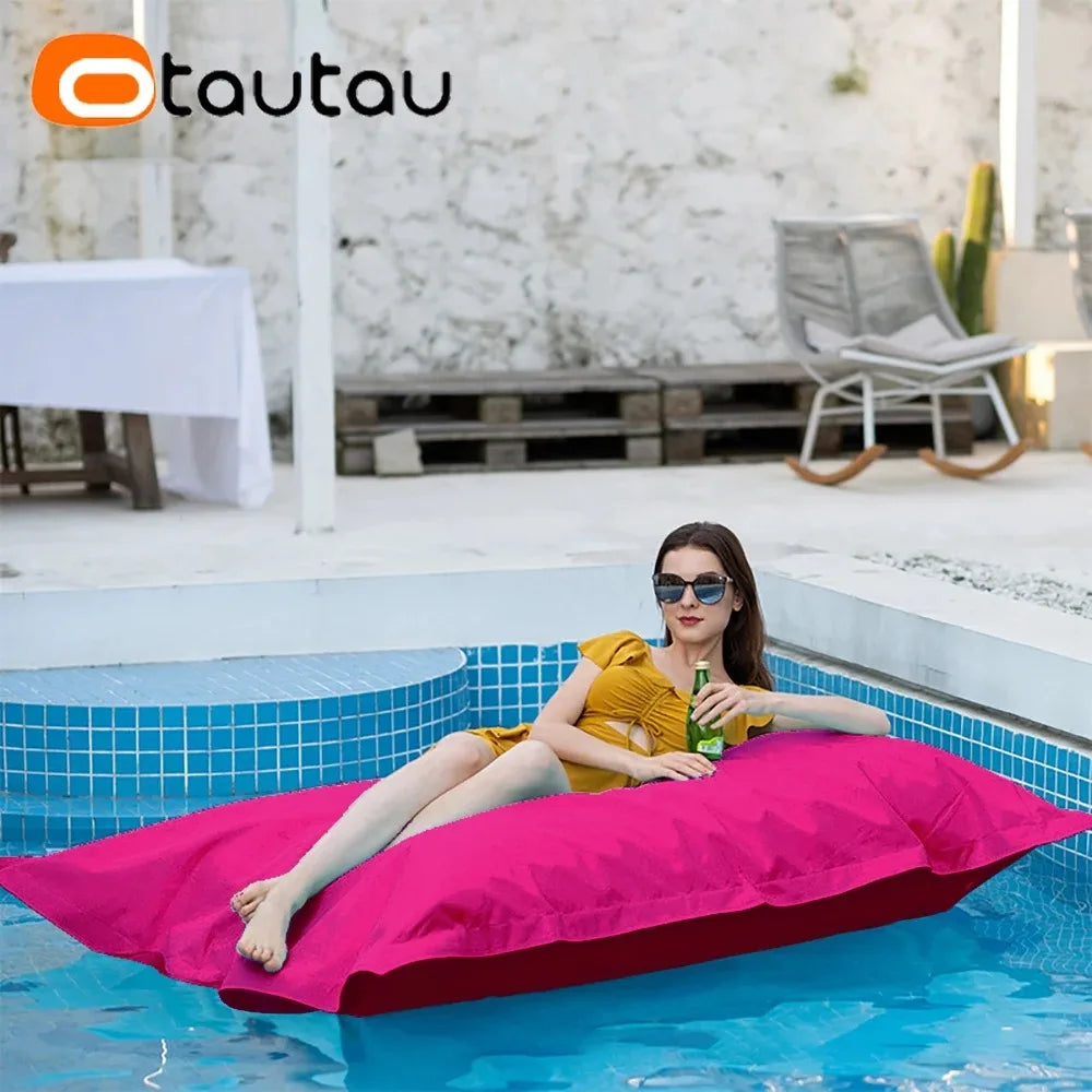 OTAUTAU Rectangular Floating Pool Bean Bag Cover – Waterproof Beach Pillow, Pouf Sofa Bed & Chaise Lounge DD034