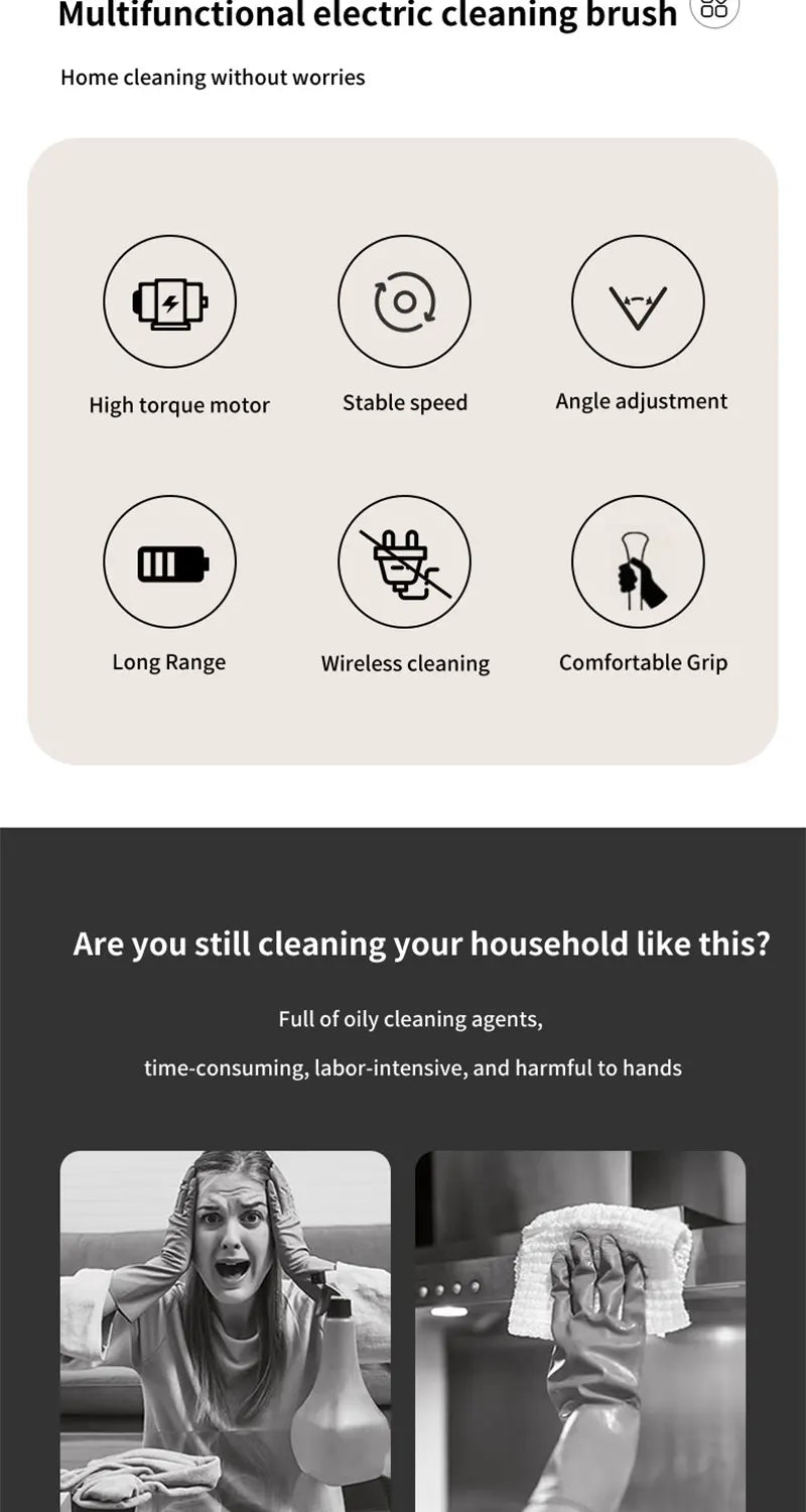 Wireless Electric Cleaning Brush – Multifunctional Rotating Brush for Bathroom, Window, Kitchen & Automotive
