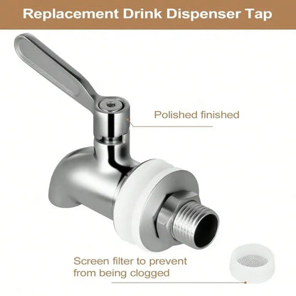 Stainless Steel Beverage Dispenser Spigot - Replacement Faucet for Cold Drinks, Beer, Juice, Wine Barrel & Drink Dispensers