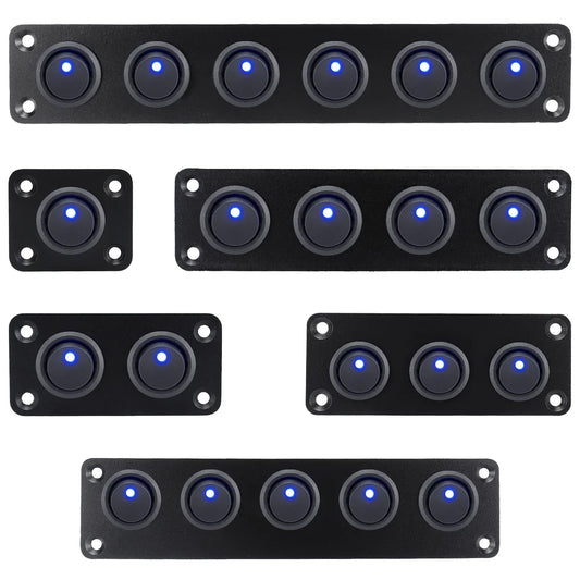 20A Blue Circular Joystick Switch Panel – 3-Pin Waterproof 12V for Cars, Trucks, Boats, RVs, Yachts