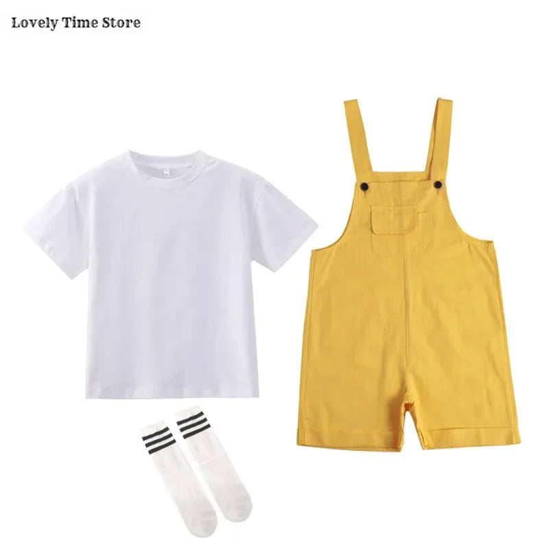 Kids Hip Hop Candy Color Overalls – Girls & Boys Suspender Shorts Jumpsuit Romper Streetwear