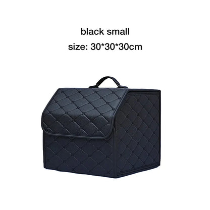 Car Trunk Organizer Box – Large Capacity Leather Storage Bag for Auto Tools, Stowing, Tidying, and Emergency Use, Folding
