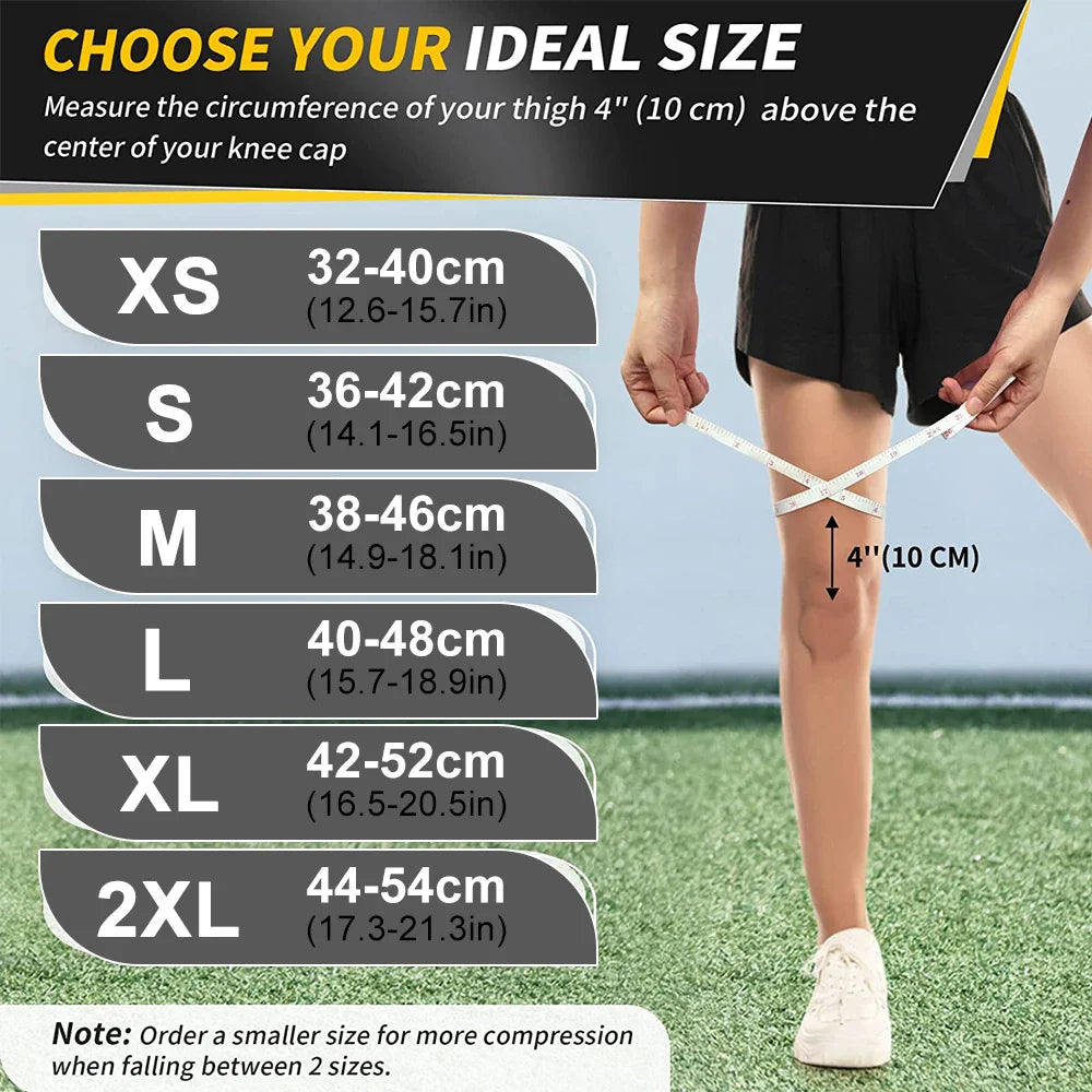 Full Leg Compression Sleeve Sport Knee Sleeve with Anti-Slip Silicone Strips for Running, Basketball & Football Support Gear