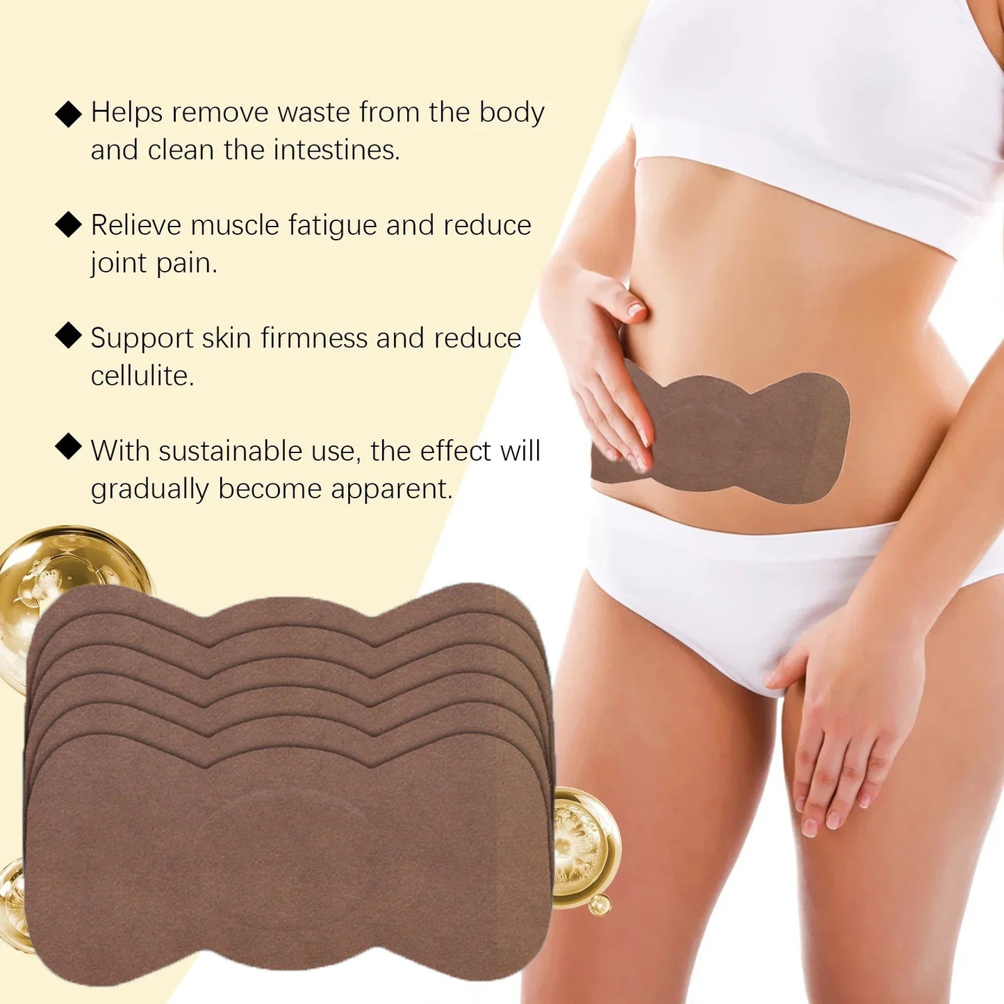 Body Shaping Patches – Fast Fat Burning & Lymphatic Slimming Stickers for Stomach & Belly, Reduce Swelling for Men & Women