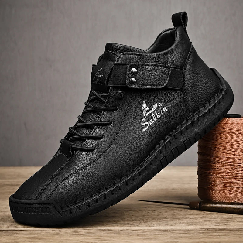 2024 Handmade Leather Casual Men’s Shoes - Breathable Sneakers & Ankle Boots for Outdoor Wear