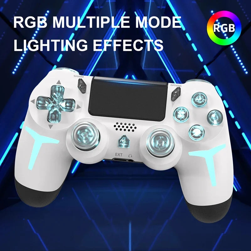 LED Bluetooth Wireless Gamepad – 6-Axis Gyroscope Dual Vibration RGB Controller for PS4, PS3 & PC