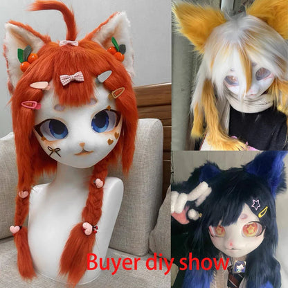 Kigurumi Beast Skull Head Mask — DIY Cosplay Animal Fursuit Cat Head, Thickened Plastic Anime Party Costume Prop Gift