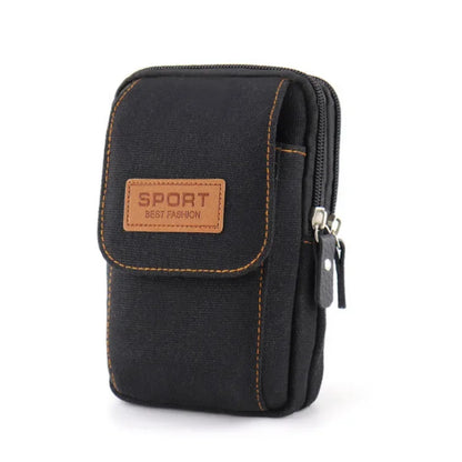 6.5" Men’s Canvas Waist Pack – Soft Pouch Belt Bag for Running, Travel & Camping