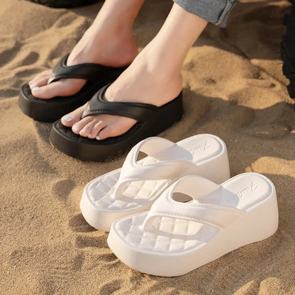 Fashion Clip Toe Chunky Platform Slippers - Women’s Summer EVA Wedge Beach Flip Flops