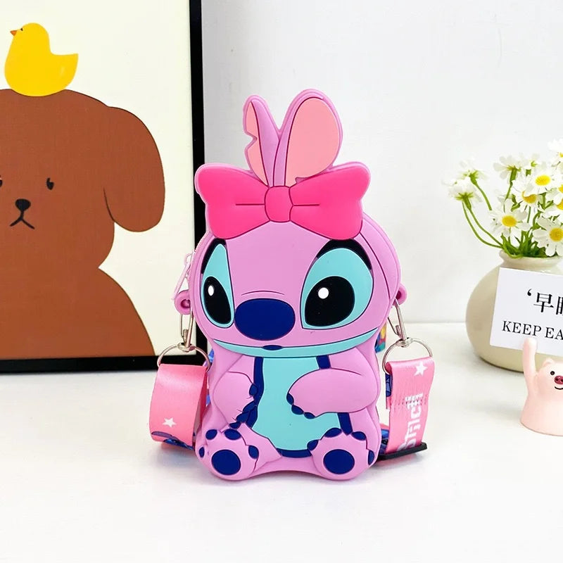 Disney Stitch and Angel Shoulder Bag - Mini Cartoon Crossbody Purse for Boys and Girls - Travel Handbag and Storage Bag Gift