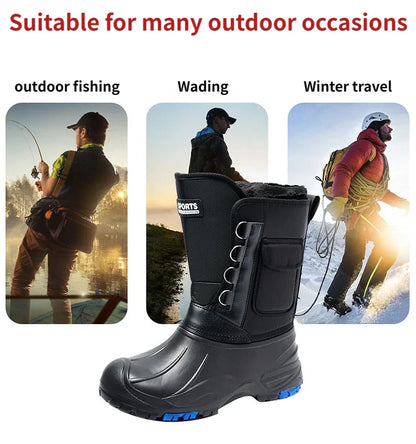 Men’s Waterproof Non-Slip Rain Boots — Cotton Mountaineering & Fishing Work Shoes for Spring Farm Use