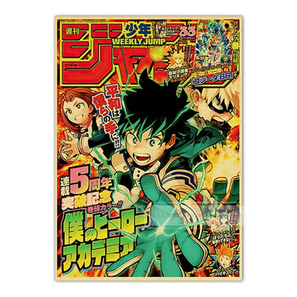 Vintage Anime Kraft Paper Posters – JoJo’s Bizarre Adventure, Jujutsu Kaisen & Demon Slayer Wall Art for Home Room Decor