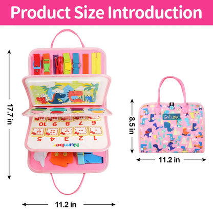 TUNJILOOL Montessori Busy Board – Early Educational Toy for Toddlers, Felt Cloth Story Book, 3D Shape & Color Match