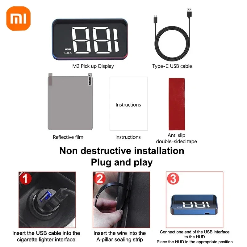 Xiaomi Car HUD Speedometer – Digital GPS Compass Head-Up Display Windshield Projector Multifunctional Accessory