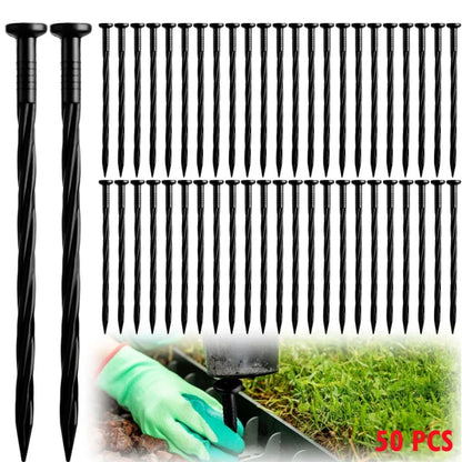 50PCS 20cm Plastic Lawn Stakes – Garden Anchoring Spikes for Landscaping, Paver Edging & Weed Barriers