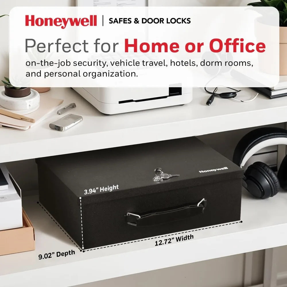 Fireproof Lock Box — Safe for Documents, Jewelry & Money | 0.17 Cubic Feet with Keys, Black