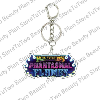 Anime PTCG Mega Evolution Acrylic Keychain – Pocket Monster Logo Cartoon Bag Pendant Keyring Collectible Gift Toy Series
