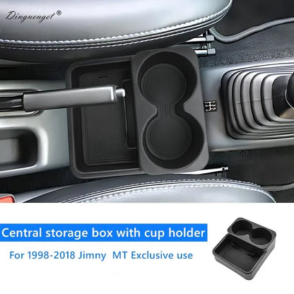Car Center Console Storage Box with Cup Holder – Multifunctional Organizer for 1998–2018 Suzuki Jimny MT