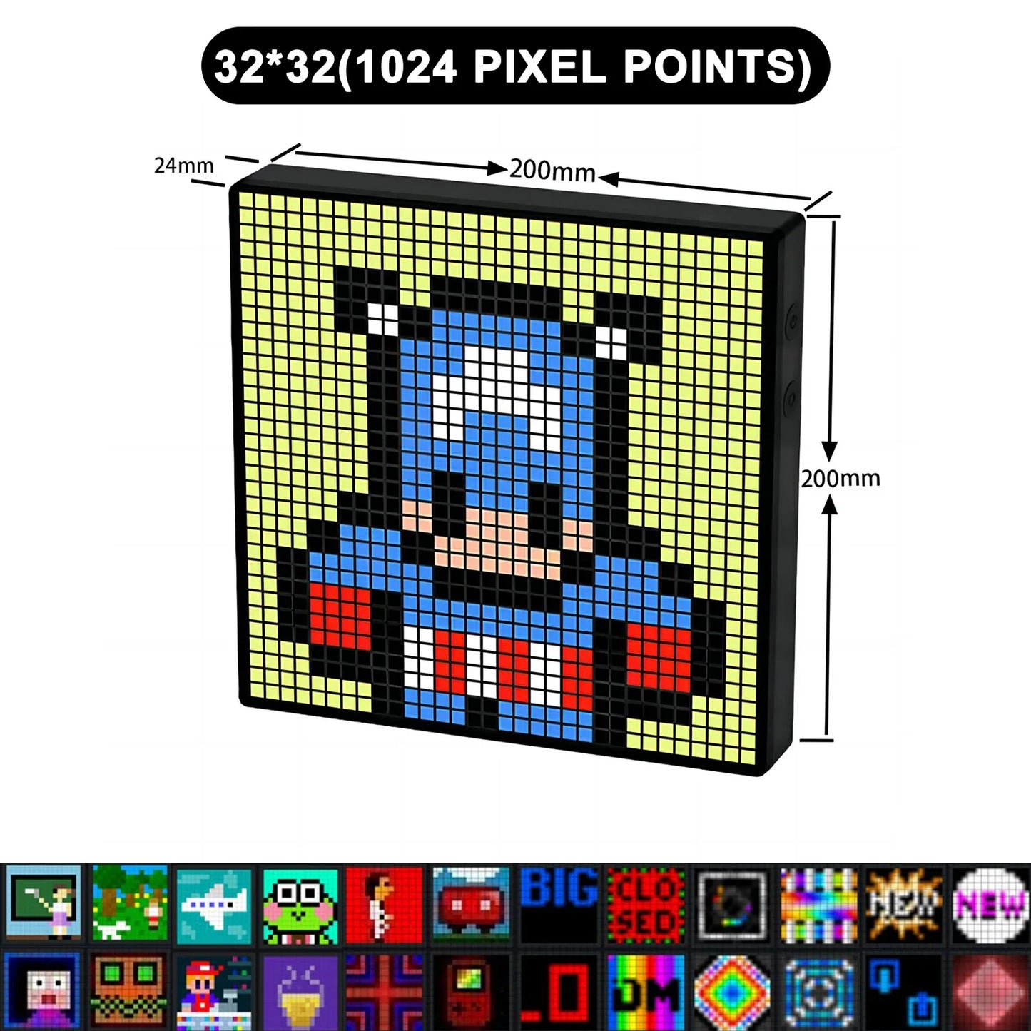 Bluetooth Pixel Digital Frame Smart LED Panel Display with APP Control Night Light Gaming Room Decor Pixel Art Lighting Frame