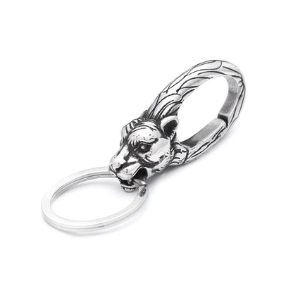 Vintage Punk Stainless Steel Animal Keychain – Dragon Head Fashion Keyring for Men & Women, Waist Belt Clip Jewelry Gift
