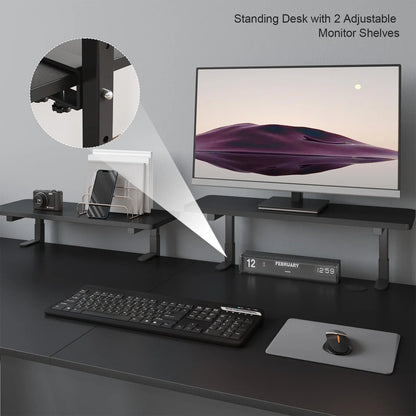 Electric Standing Desk with 2 Adjustable Monitor Shelves – Memory Controller & Height Adjustable Stand Up Desk