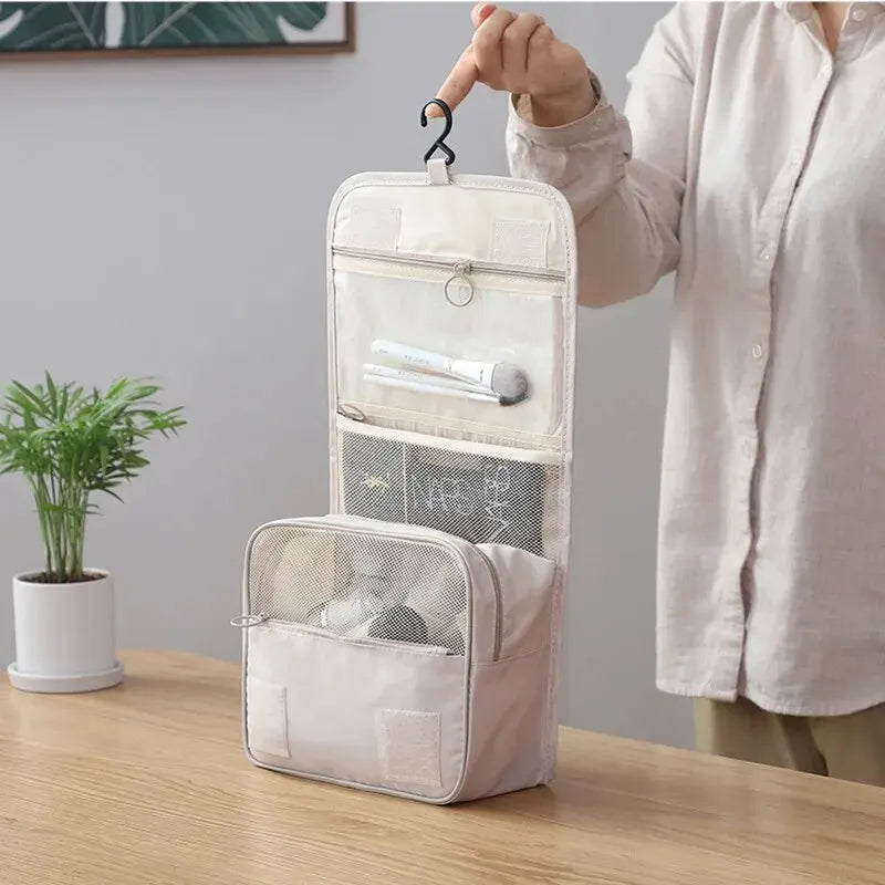 Portable Travel Toiletry Bag – Waterproof Hanging Storage with Mesh Pockets and Hook | Makeup and Cosmetic Travel Accessories