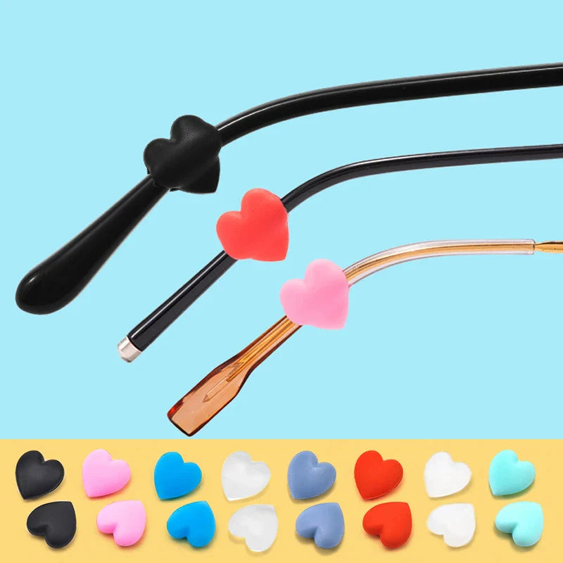 2 Pairs Heart Silicone Ear Hooks – Anti-Slip Eyeglasses Grip, Retainer Fastener Accessories