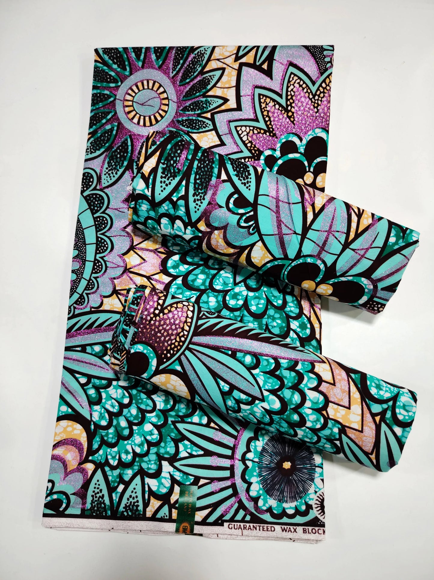 Grand Super Ankara Wax Fabric - Original 100% Cotton Glitter Batik Pagne 6 Yards Nigerian Party Dress Sewing Material