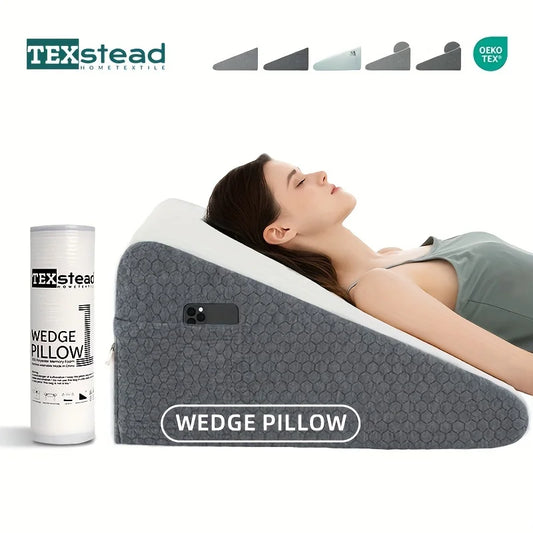 Memory Foam Bed Wedge Pillow: Ideal for Sleeping, Post-Surgery Recovery, and Air Layer Comfort