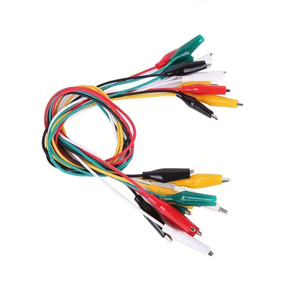 10PCS Alligator Clips Set - Electrical DIY Test Leads, Double-Ended Crocodile Clips & 46CM Jumper Wire