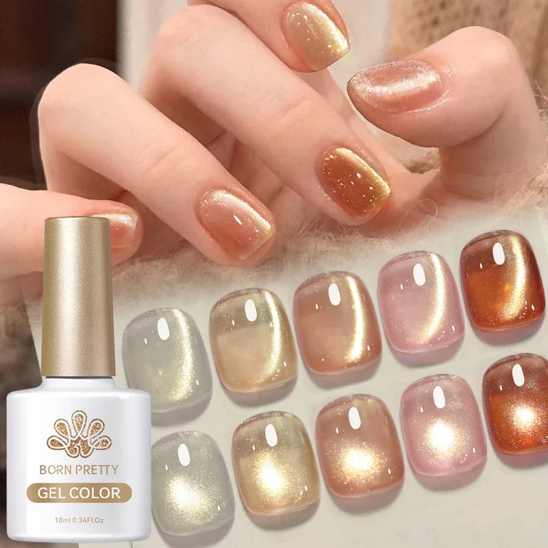 BORN PRETTY Cat Magnetic Gel Nail Polish 117 Colors 10ml Full Coverage Semi-Permanent Soak-Off Nail Varnish for Salon Manicure Glitter Cat Eye Nails