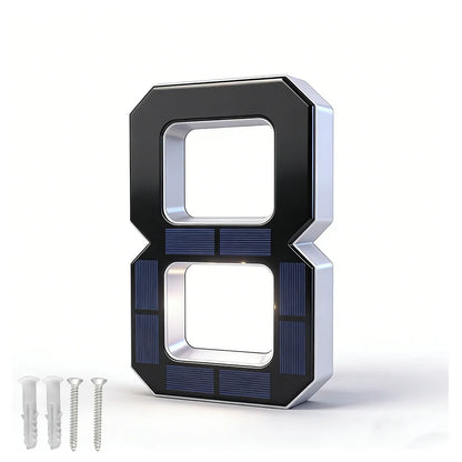 12CM Solar House Number Light - LED Outdoor Address Sign with Light Sensor for Home & Doorway