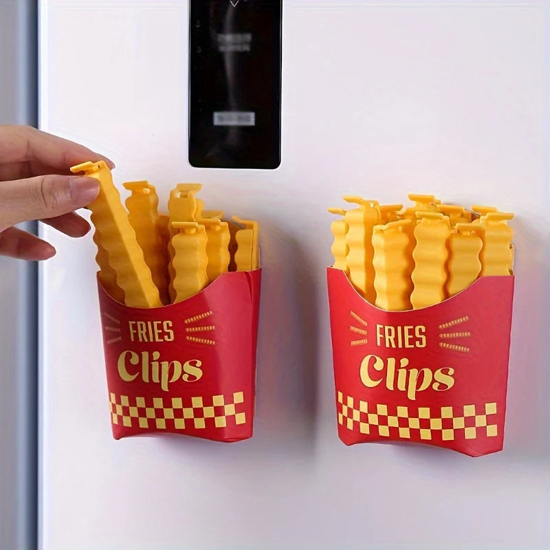 12PCS French Fry Shape Food Sealing Clips – Plastic Bag Snack & Seasoning Bag Clips for Airtight Storage & Kitchen Use
