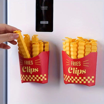 12PCS French Fry Shape Food Sealing Clips – Plastic Bag Snack & Seasoning Bag Clips for Airtight Storage & Kitchen Use