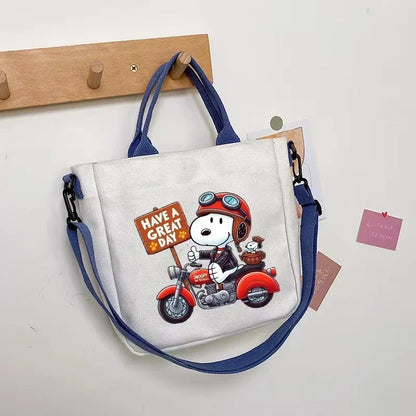 Snoopy Cartoon Canvas Tote Bag – Large Capacity Shoulder Crossbody Bag for Girls, Students & Gift