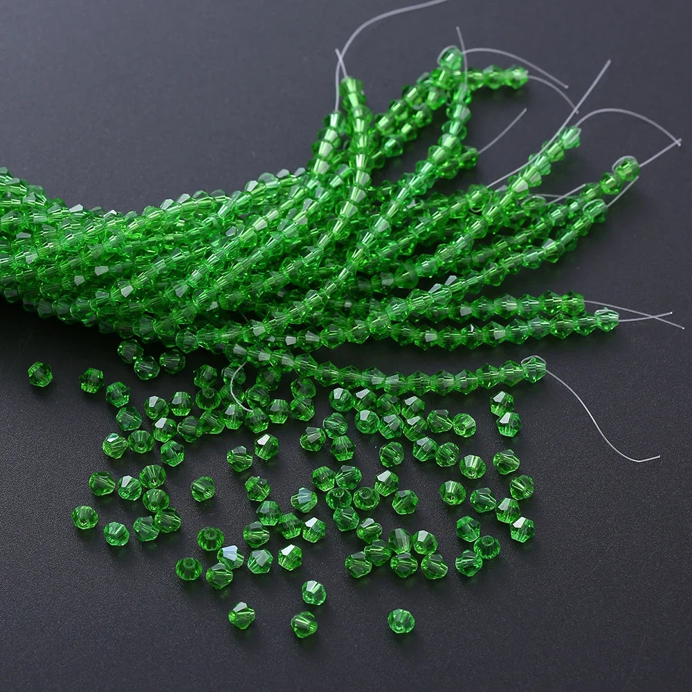 3/4mm Crystal Bicone Glass Beads - White Loose Faceted Beads for DIY Bracelets, Earrings & Jewelry Making