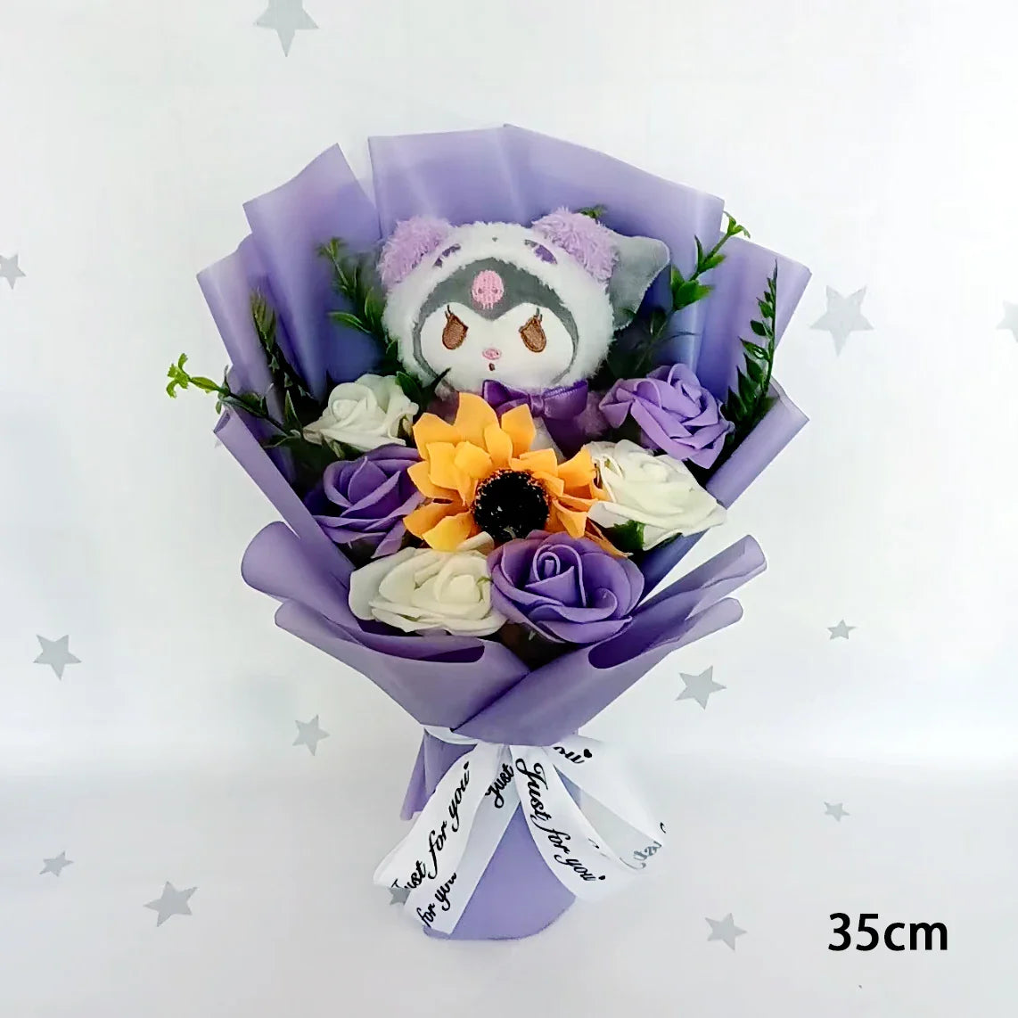 Sanrio Kuromi Plush Flower Bouquet — Soft Plush Doll Gift for Christmas, Valentine's Day, Birthday & Wedding Party