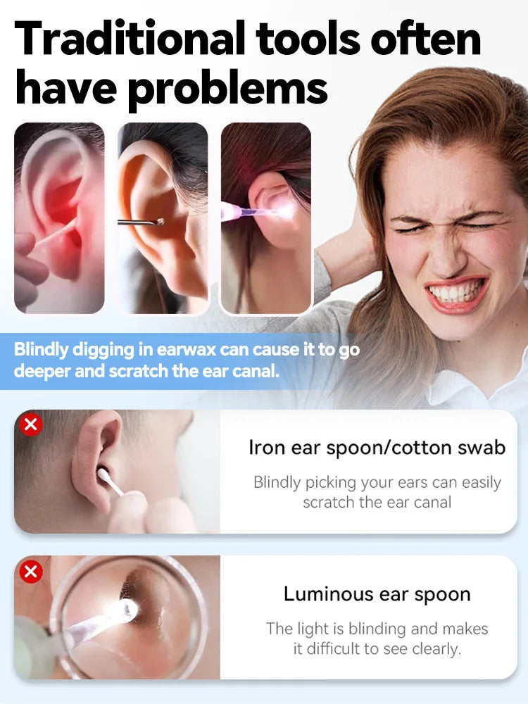 2025 Upgraded Visual Ear Wax Cleaner with Camera – Safe Earwax Removal Endoscope Tool with 5MP HD for Ear Care