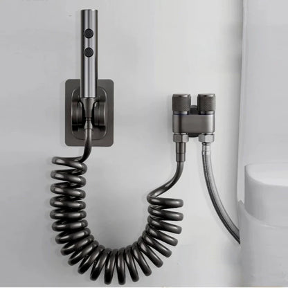 Stainless Steel Toilet Bidet Sprayer Set - Dual Button Handheld Rain Spray Faucet with Self-Cleaning Shower Head & Bathroom Hose Kit