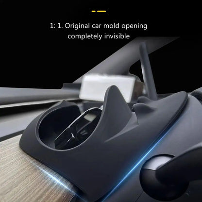 Steering Wheel Front Storage Box for Tesla Model 3/Y 2023 – Multifunctional Silicone Phone & Glasses Holder Car Accessory