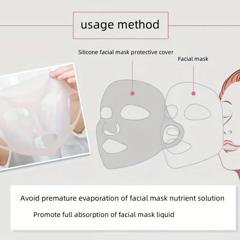3D Silicone Mask Cover — Reusable Ear-Hanging Facial Tool for Moisturizing & Firming Skin