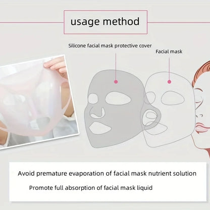 3D Silicone Mask Cover — Reusable Ear-Hanging Facial Tool for Moisturizing & Firming Skin