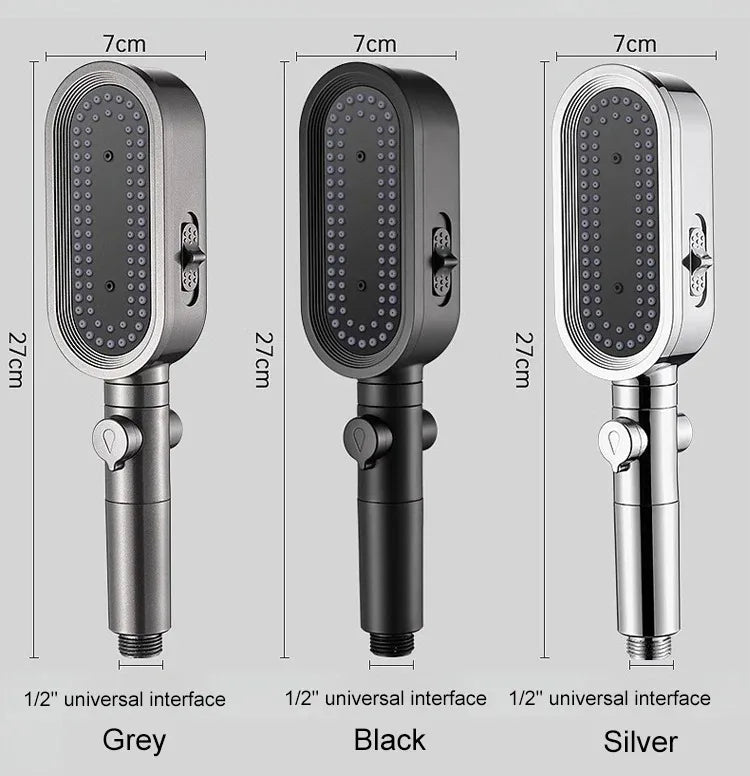 New High Pressure Shower Head Set – 3 Modes Adjustable Spray with Massage Brush, Filter & Rain Shower Hose for Bathroom