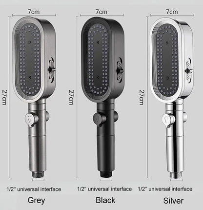 New High Pressure Shower Head Set – 3 Modes Adjustable Spray with Massage Brush, Filter & Rain Shower Hose for Bathroom