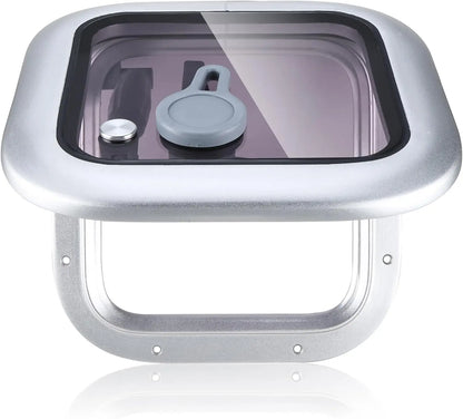 10.8"x10.8" Aluminum Alloy Boat Square Porthole | Push-Out Deck Hatch Window for Yacht & RV