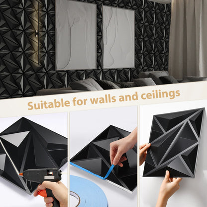 KUUJOJO 3D Textured Wall Panels – Indoor Wall Decoration for Living Room, Bedroom, Hotel, Office, Tape