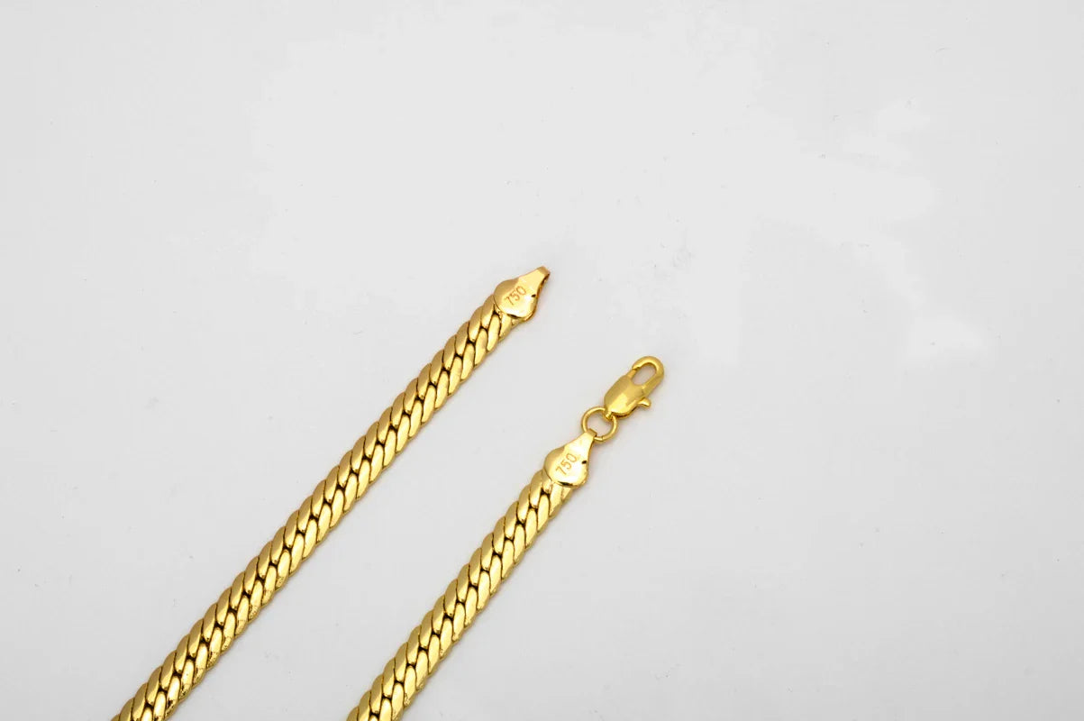 Sunny Jewelry Gold Plated Copper Snake Chain Necklace for Men & Women - Italy 750, High Quality for Daily Wear & Gifts
